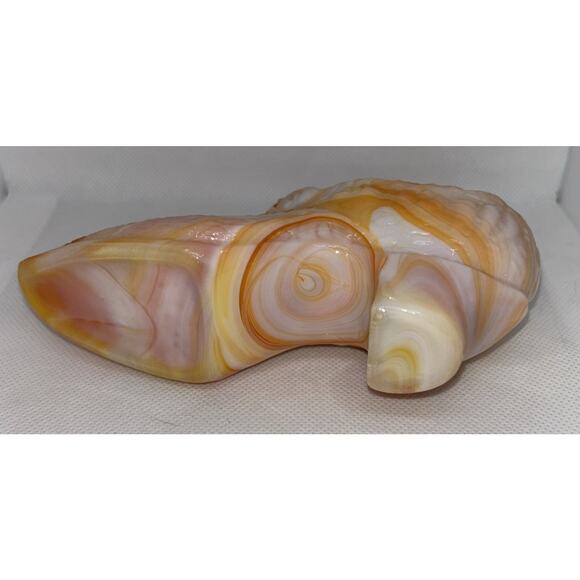 Vintage Kanawha Hand Crafted Cabbage Rose Orange Slag Glass Shoe 6" EC - Picture 10 of 14